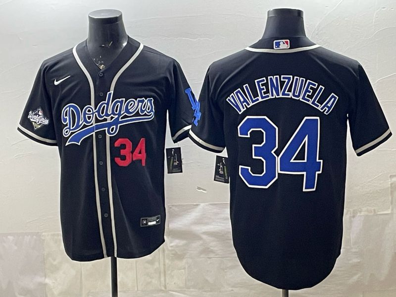 2026 Men Nike Los Angeles Dodgers #34 Valenzuela Black Game MLB Jersey 007